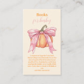 Retro Roze Bow Pompoen Baby shower Boeken voor Bab Informatiekaartje (Voorkant)