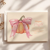 Retro Roze Bow Pompoen Baby shower Luier Raffle Informatiekaartje