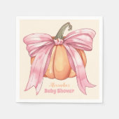 Retro Roze Bow Pompoen Baby shower Servet (Voorkant)