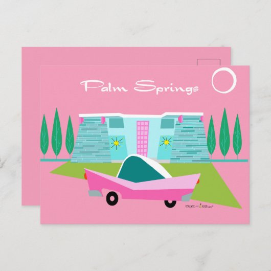 Retro Roze Briefkaart met handpalmen (Voorkant / Achterkant)