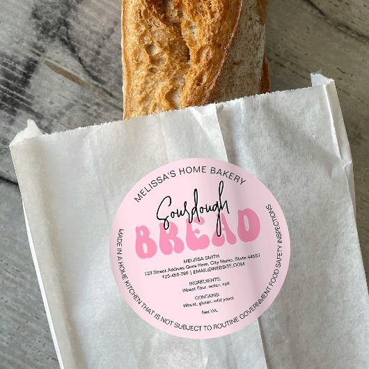 Retro Roze Brood van Brood Groovy Ingrediënten Lab Ronde Sticker