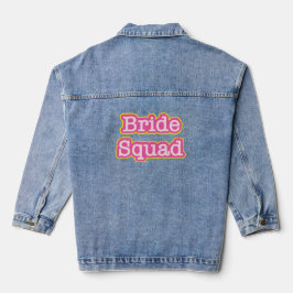 Retro Roze Bruid Squad Bachelorette Denim Jacket
