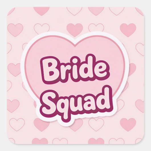 Retro Roze Bruids Team Conversation Heart Sticker (Voorkant)