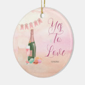 Retro roze bruidsdouche keramisch ornament (Links)