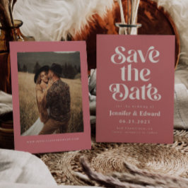 Retro Roze bruiloft opslaan Datum Save The Date