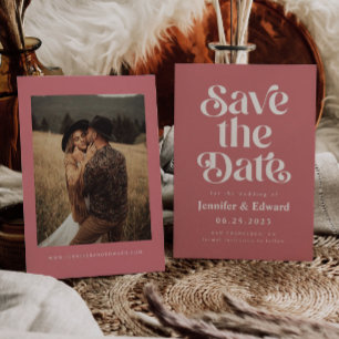 Retro Roze bruiloft opslaan Datum Save The Date