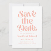 Retro Roze bruiloft Save The Date (Voorkant)