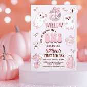 Retro Roze Bruin Halloween Spooky Een 1e Verjaarda Kaart