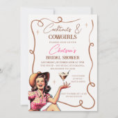Retro Roze Bruine Cocktails Cowgirls Vrijgezellenf Kaart (Voorkant)