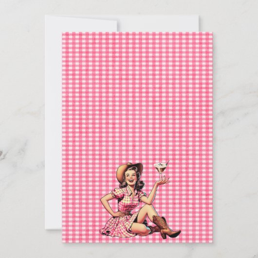 Retro Roze Bruine Cocktails Cowgirls Vrijgezellenf Kaart (Achterkant)