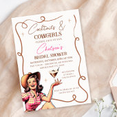 Retro Roze Bruine Cocktails Cowgirls Vrijgezellenf Kaart