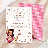 Retro Roze Bruine Cocktails Cowgirls Vrijgezellenf Kaart