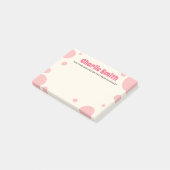 Retro roze bubblegum aangepaste naam post-it® notes (Schuin)
