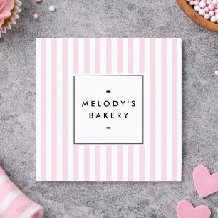 Retro Roze Candidastrepen Bakkerij Vierkante Visitekaartje