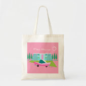 Retro Roze Canvas tas met handpalmen (Voorkant)