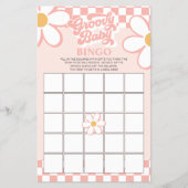 Retro Roze Check Daisy Baby shower Bingo Flyer (Voorkant)