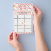Retro Roze Check Daisy Baby shower Bingo Flyer (Hand)