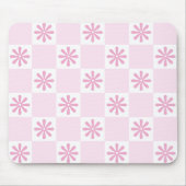 Retro Roze Checker Geruit Bloempatroon Muismat (Voorkant)