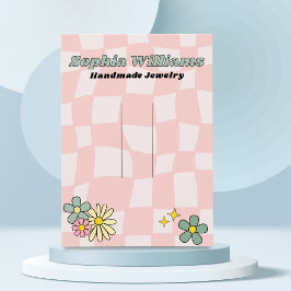 Retro Roze Checker haarspeld accessoire Display Ka Contactkaartje