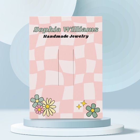 Retro Roze Checker haarspeld accessoire Display Ka Contactkaartje