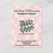 Retro Roze Checker Ketting & Oorbel Display Kaart Contactkaartje (Achterkant)