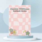 Retro Roze Checker Ketting Sieraden Display Kaart Contactkaartje