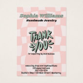 Retro Roze Checker Oorbel Sieraden Display Kaart (Achterkant)