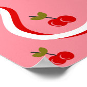 Retro roze Cherry Valentijn Vrijgezellenfeest Welk Poster (Hoek)