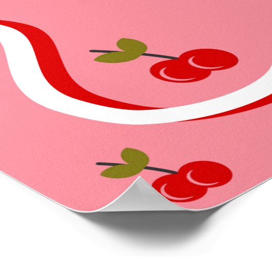 Retro roze Cherry Valentijn Vrijgezellenfeest Welk Poster (Hoek)