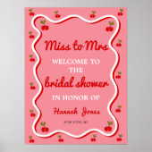 Retro roze Cherry Valentijn Vrijgezellenfeest Welk Poster (Voorkant)