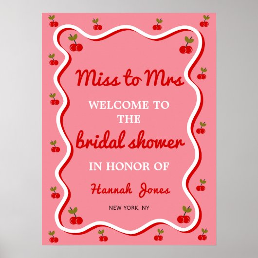 Retro roze Cherry Valentijn Vrijgezellenfeest Welk Poster (Voorkant)