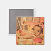 Retro roze collage magneet (Voorkant / Achterkant)