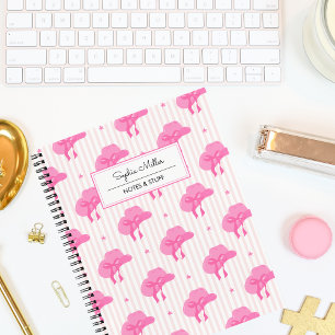 Retro Roze Coquette Cowgirl Hoed Met Boog Monogram Notitieboek