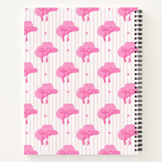 Retro Roze Coquette Cowgirl Pet met boog monogram Notitieboek (Achterkant)