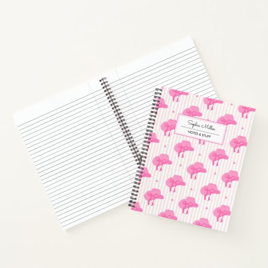 Retro Roze Coquette Cowgirl Pet met boog monogram Notitieboek (Binnen)