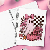 Retro Roze Coquette Ghost Girl met Boog Halloween Planner