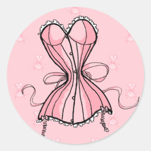 Retro Roze corset Ronde Sticker