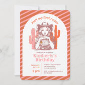 Retro Roze Cowgirl Disco Ball Verjaardagsfeestje Kaart (Voorkant)