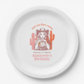 Retro Roze Cowgirl Disco Ball Verjaardagsfeestje Papieren Bordje (Voorkant)