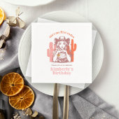 Retro Roze Cowgirl Disco Ball Verjaardagsfeestje Servet