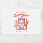 Retro Roze Cowgirl Laatste Disco Bachelorette-fees Sparkling Wijnetiket (Enkel label)