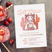 Retro Roze Cowgirl Laatste Disco Bachelorette Part Folie Uitnodiging