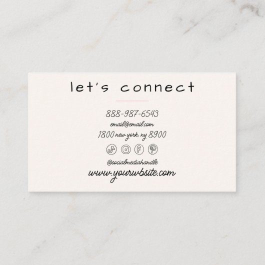 Retro Roze Crème Wavy Stripes Trendy Boho Girly Visitekaartje (Achterkant)