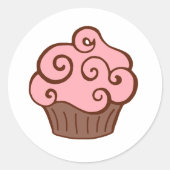 Retro Roze Cupcake Stickers (Voorkant)