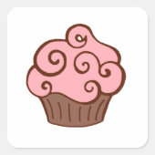 Retro Roze Cupcake Stickers (Voorkant)