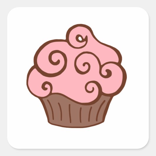 Retro Roze Cupcake Stickers (Voorkant)