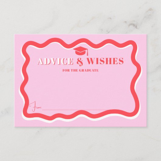 Retro roze curve kronkelen golvend advies afstuder informatiekaartje (Voorkant)