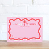 Retro roze curve kronkelen golvend advies afstuder informatiekaartje