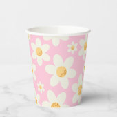 Retro Roze Daisy Boho Papieren Cups – Groovy Eerst Papieren Bekers (Links)