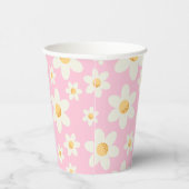 Retro Roze Daisy Boho Papieren Cups – Groovy Eerst Papieren Bekers (Rechts)